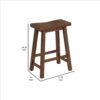 Saddle Design Wooden Counter Stool with Grain Details, Brown