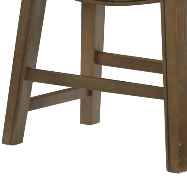 Miel 20 Inch Dining Stool, Green Faux Leather, Brown Solid Wood, Nailheads