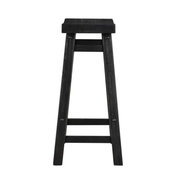 Amber 24 Inch Counter Stool, Ergonomic Saddle Seats, Charcoal Black Wood
