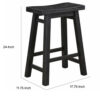 Amber 24 Inch Counter Stool, Ergonomic Saddle Seats, Charcoal Black Wood