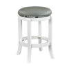 Ovi 25 Inch Backless Swivel Counter Stool, Gray Faux Leather, Nailhead Trim
