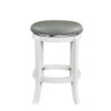 Ovi 25 Inch Backless Swivel Counter Stool, Gray Faux Leather, Nailhead Trim