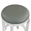 Ovi 25 Inch Backless Swivel Counter Stool, Gray Faux Leather, Nailhead Trim