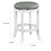 Ovi 25 Inch Backless Swivel Counter Stool, Gray Faux Leather, Nailhead Trim