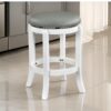 Ovi 25 Inch Backless Swivel Counter Stool, Gray Faux Leather, Nailhead Trim