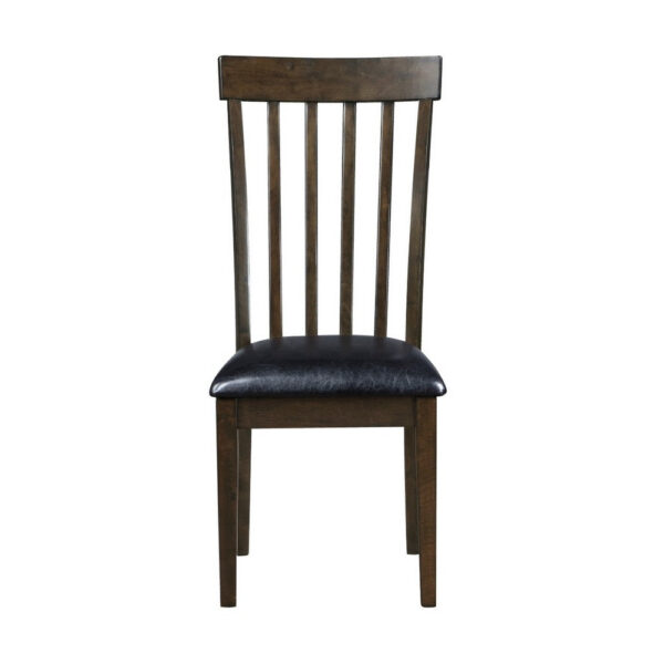 Kyn 18 Inch Side Dining Chairs Set of 2, Slatted Back, Padded Seat, Farmhouse Brown