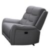 Clair Manual Recliner Loveseat, Scrolled Arms, 40 Inch, Solid Wood, Gray