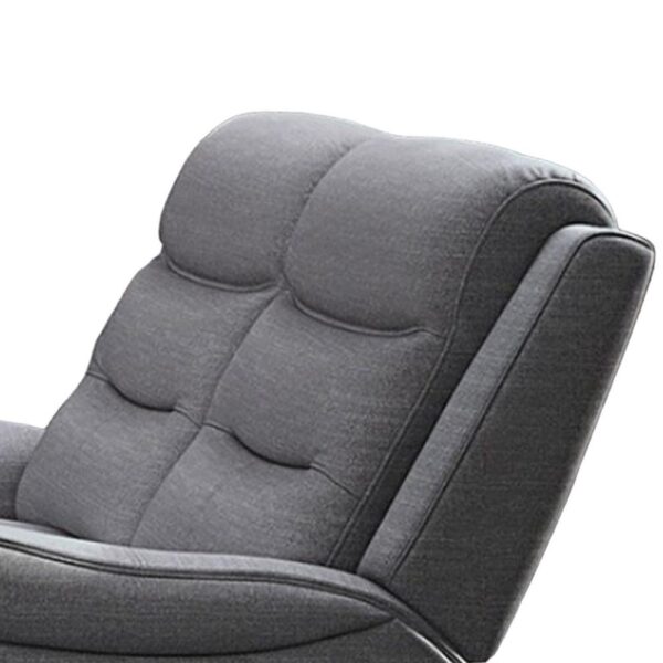 Clair Manual Recliner Loveseat, Scrolled Arms, 40 Inch, Solid Wood, Gray