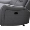 Clair Manual Recliner Loveseat, Scrolled Arms, 40 Inch, Solid Wood, Gray