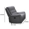 Clair Manual Recliner Loveseat, Scrolled Arms, 40 Inch, Solid Wood, Gray
