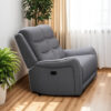 Clair Manual Recliner Loveseat, Scrolled Arms, 40 Inch, Solid Wood, Gray