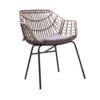 Niya Patio Chair Set of 2, Black Steel, Gray, Brown Outdoor Rattan Wicker