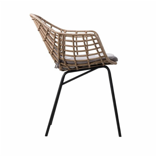 Niya Patio Chair Set of 2, Black Steel, Gray, Brown Outdoor Rattan Wicker