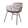 Niya Patio Chair Set of 2, Black Steel, Gray, Brown Outdoor Rattan Wicker