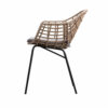 Niya Patio Chair Set of 2, Black Steel, Gray, Brown Outdoor Rattan Wicker