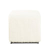 11022026698c73f3e0080.jpeg Lev Accent Ottoman, Square Cube SIlhouette with White Faux Fur 16 Inch