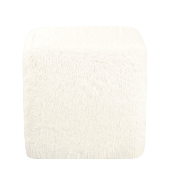 11022026698c73f5d5c7d.jpeg Lev Accent Ottoman, Square Cube SIlhouette with White Faux Fur 16 Inch