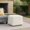 11022026698c73fc9d95c.jpeg Lev Accent Ottoman, Square Cube SIlhouette with White Faux Fur 16 Inch