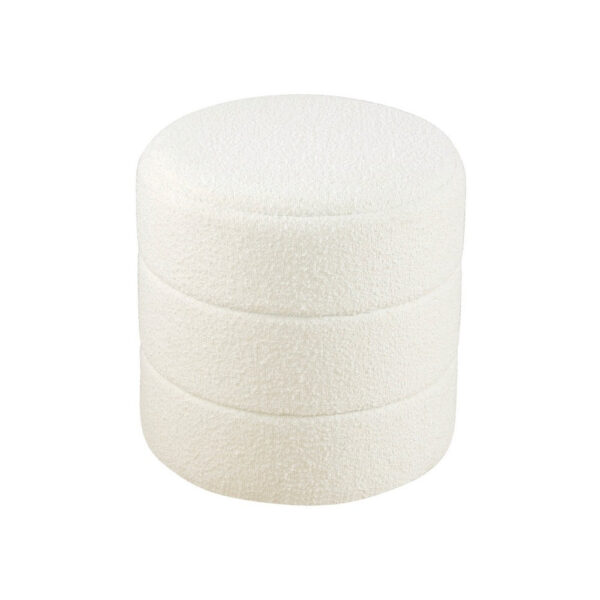 11022026698c740312ef9.jpeg Sem Round Accent Ottoman, Cream White Chanel Stitched Boucle 18 Inch