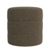 Sem Round Accent Ottoman, Dark Brown Channel Stitched Boucle 18 Inch