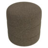 Sem Round Accent Ottoman, Dark Brown Channel Stitched Boucle 18 Inch