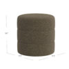 Sem Round Accent Ottoman, Dark Brown Channel Stitched Boucle 18 Inch
