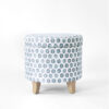 11022026698c74391e0e3.jpeg Loni Round Storage Ottoman, 19 Inch Blue Green Ikat Print, Brown