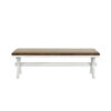 60 Inch Bench, Polyester Upholstery, Crossed Legs, Antique White Finish