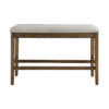 Carl 39 Inch Two Tone Counter Bench, Gray Fabric Seat, Light Oak Wood