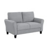 13022026698f021ddb9fe.jpeg Engi 58 Inch Accent Loveseat, Smooth Gray Polyester, Attached Back Cushion