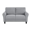 13022026698f021f65961.jpeg Engi 58 Inch Accent Loveseat, Smooth Gray Polyester, Attached Back Cushion