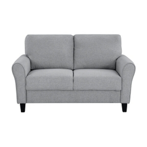 13022026698f021f65961.jpeg Engi 58 Inch Accent Loveseat, Smooth Gray Polyester, Attached Back Cushion