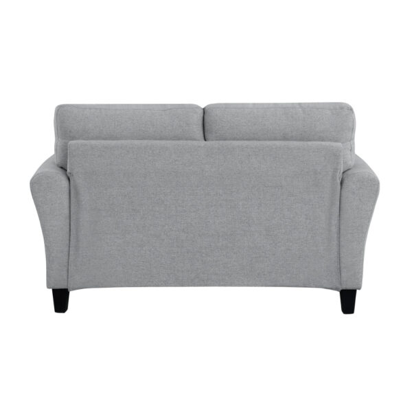 13022026698f0220d6b20.jpeg Engi 58 Inch Accent Loveseat, Smooth Gray Polyester, Attached Back Cushion
