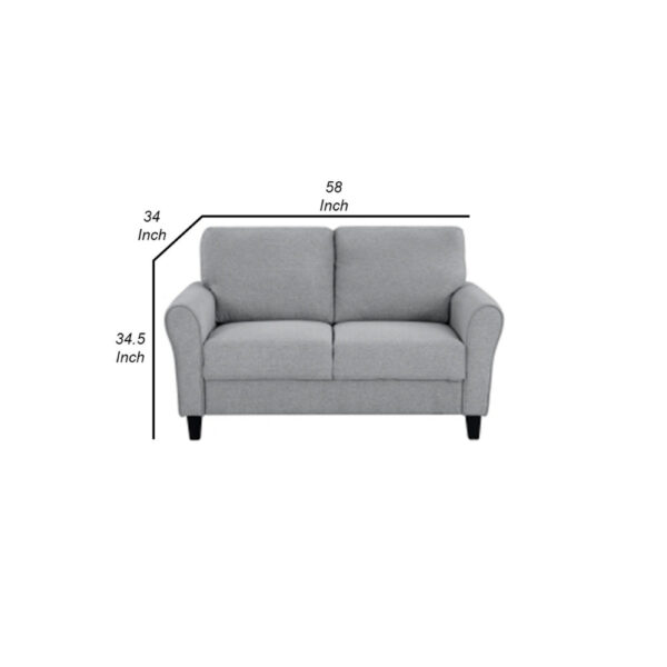 13022026698f0223c58a0.jpeg Engi 58 Inch Accent Loveseat, Smooth Gray Polyester, Attached Back Cushion