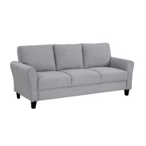 13022026698f02279da1f.jpeg Engi 81 Inch Accent Sofa, Smooth Gray Polyester, Attached Back Cushion