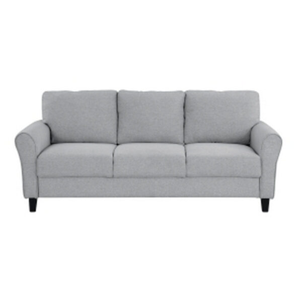 13022026698f02292c5a2.jpeg Engi 81 Inch Accent Sofa, Smooth Gray Polyester, Attached Back Cushion
