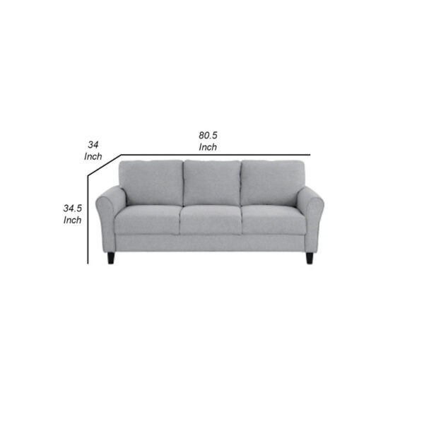 13022026698f022d9f935.jpeg Engi 81 Inch Accent Sofa, Smooth Gray Polyester, Attached Back Cushion