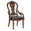 Devi 20 Inch Armchair, Queen Anne Backrest, Turned Legs, Rustic Brown