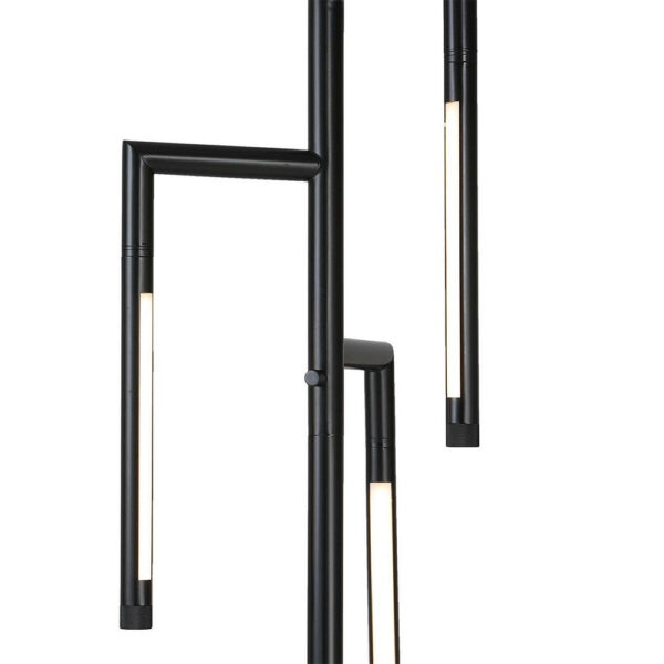 Modern Floor Lamp with Rotating LED Arms and Dimmer, 72 Inch Black