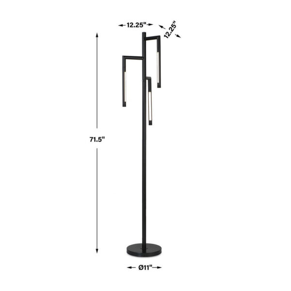 Modern Floor Lamp with Rotating LED Arms and Dimmer, 72 Inch Black