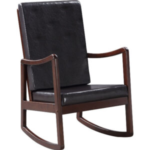 13022026698f02912a141.jpeg Rocking Chair with Leatherette Seating and Wooden Frame, Black