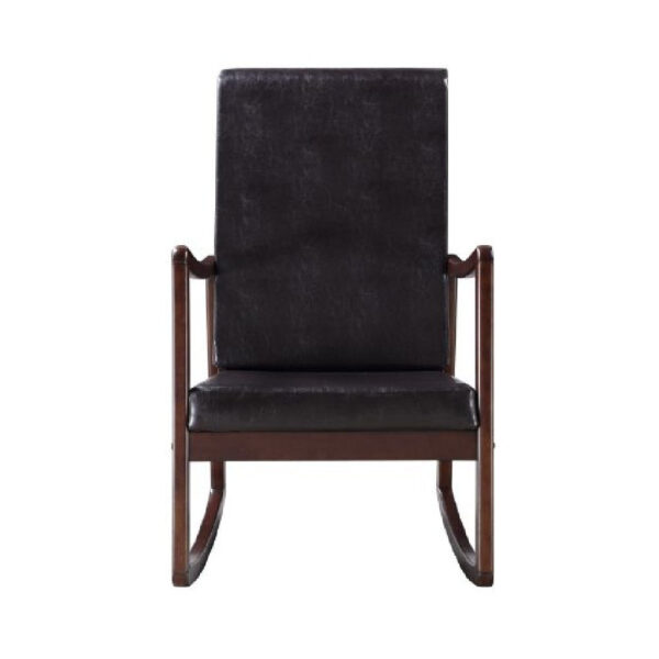 Rocking Chair with Leatherette Seating and Wooden Frame, Black