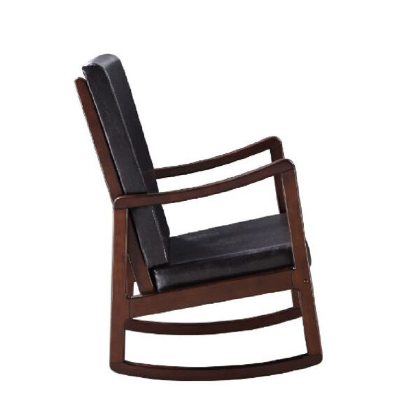 Rocking Chair with Leatherette Seating and Wooden Frame, Black
