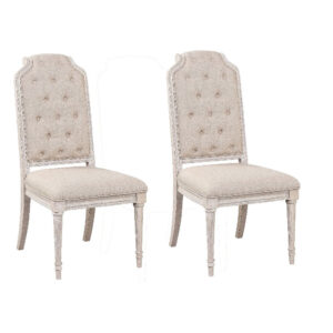 13022026698f02a97415e.jpeg Side Chair with Tapered Legs and Button Tufted Back, Set of 2, Beige
