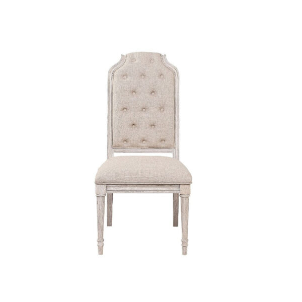 13022026698f02aae990c.jpeg Side Chair with Tapered Legs and Button Tufted Back, Set of 2, Beige