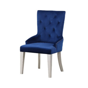 13022026698f02b40059a.jpeg Side Chair with Button Tufted Back and Tapered Legs, Blue