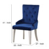 Side Chair with Button Tufted Back and Tapered Legs, Blue