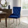 Side Chair with Button Tufted Back and Tapered Legs, Blue