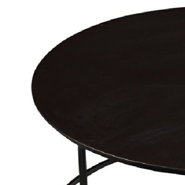 Round Metal Frame Side Table with Tubular Legs, Dark Brown