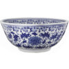 Round Ceramic Bowl with Floral Print, Set of 2, Blue And White,